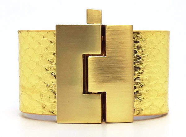 Wide 24 Karat Python Jigsaw Cuff