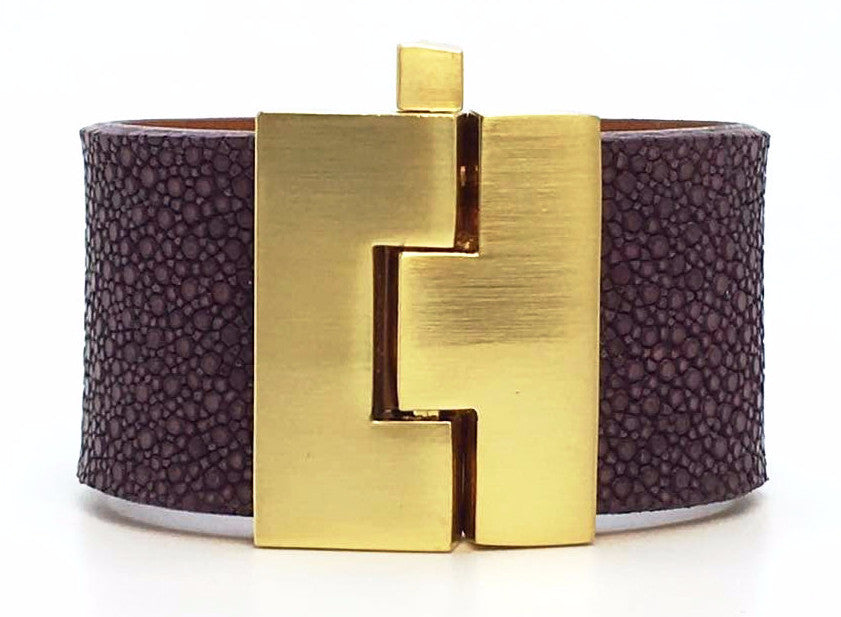 Wide Eggplant Stingray Jigsaw Cuff