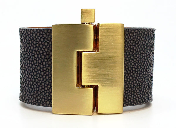 Wide Smoke Polished Stingray Jigsaw Cuff – Leighelena