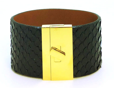 SALE Wide Turnlock Cuff Black Anaconda