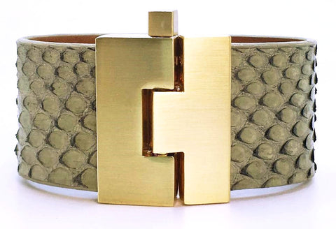 Wide Antique Python Jigsaw Cuff