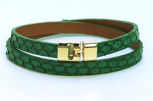 Double T-Bar Bracelet Antique Kelly Python