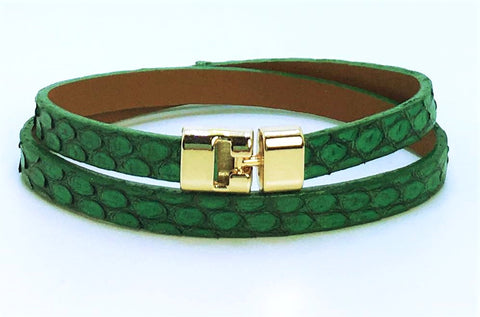 Double T-Bar Bracelet Antique Kelly Python