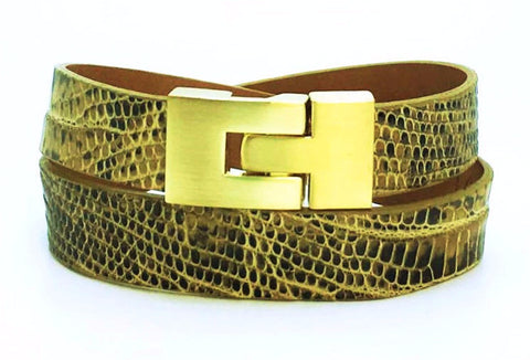 Double Jigsaw Bracelet Beige Marked Lizard